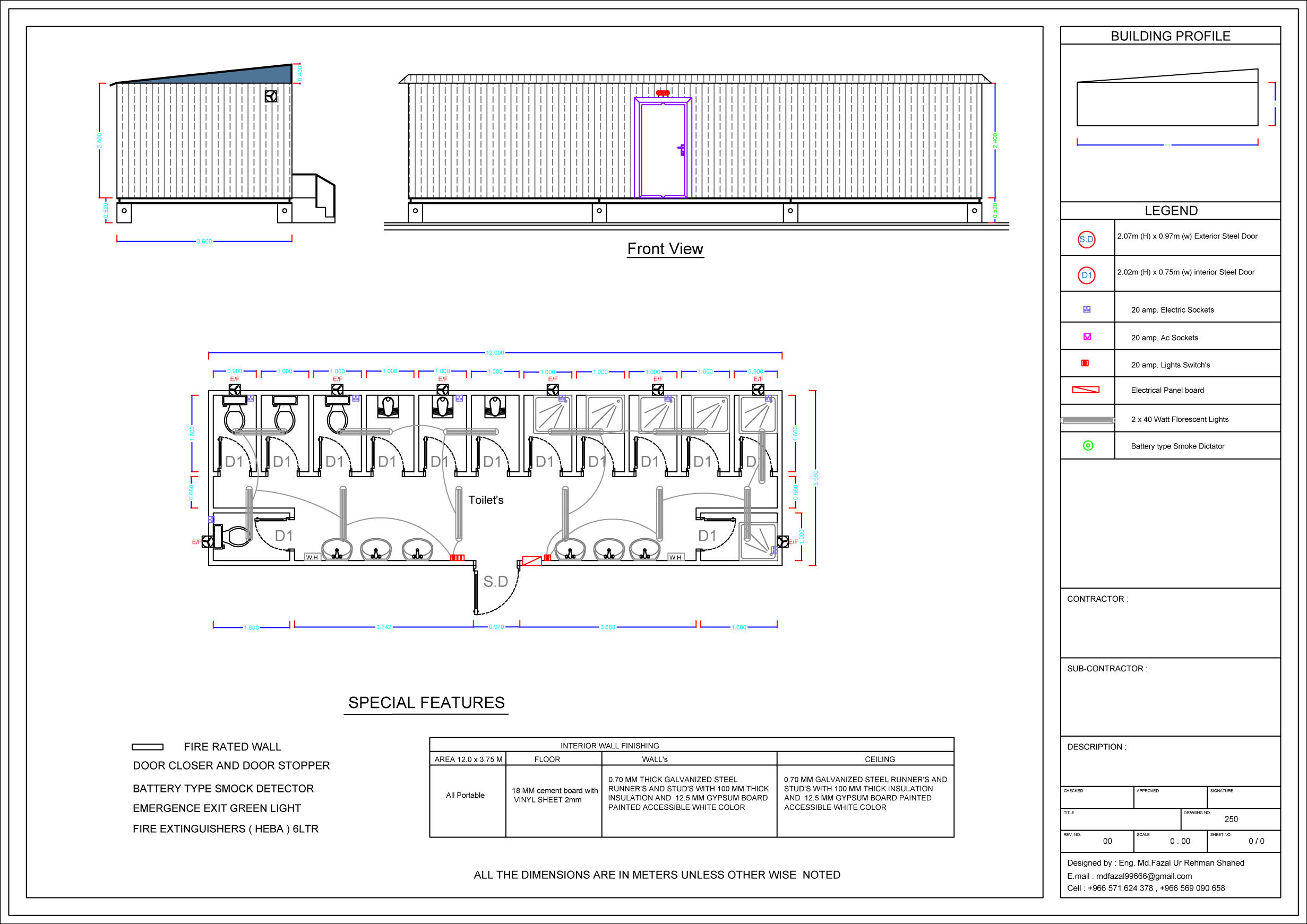 12.0-x-3.66 m Toilets